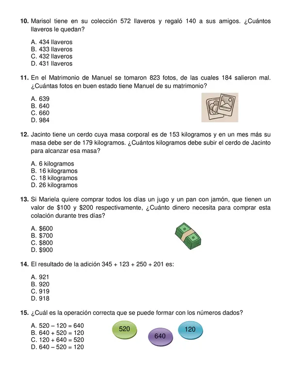 Evaluación Primer Semestre Matemáticas tercer año