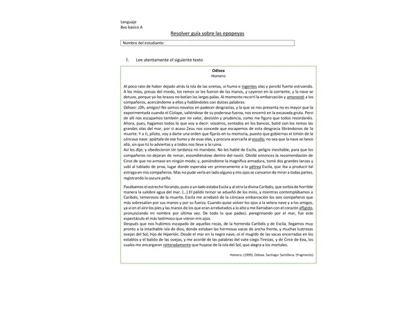 Guia sobre la Odisea de Homero