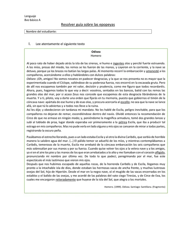 Guia sobre la Odisea de Homero