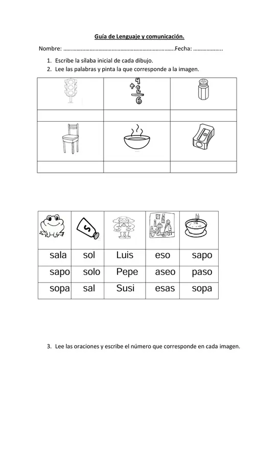 Guía comprensión letra s