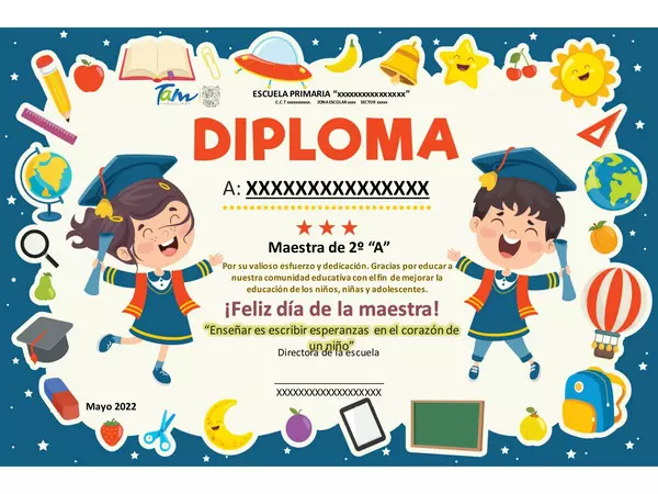 Diploma para docentes y alumnos