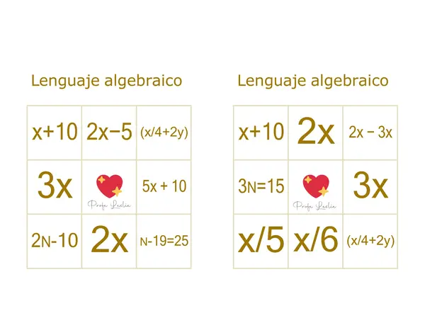 Bingo lenguaje algebraico