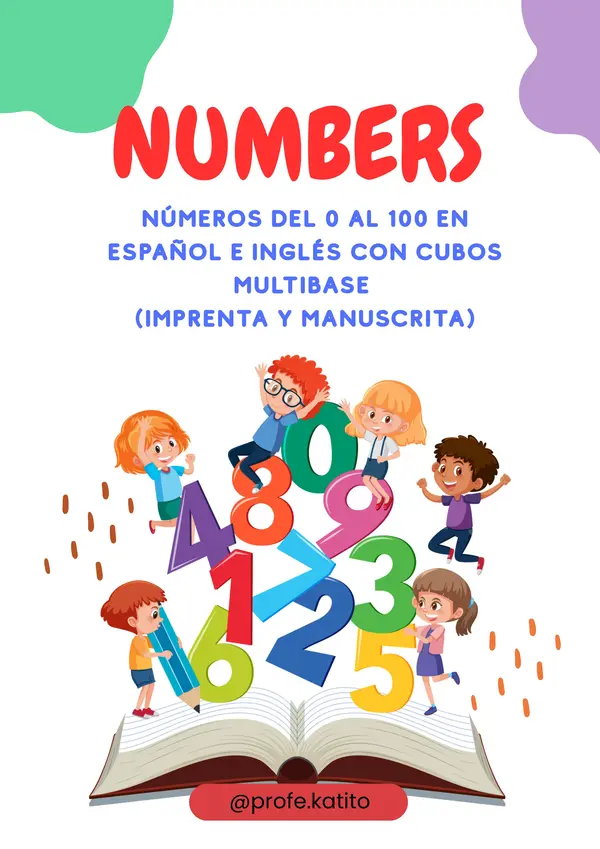 Números del 0 al 100 con Cubos Multibase en inglés y español (Imprenta y Manuscrita)