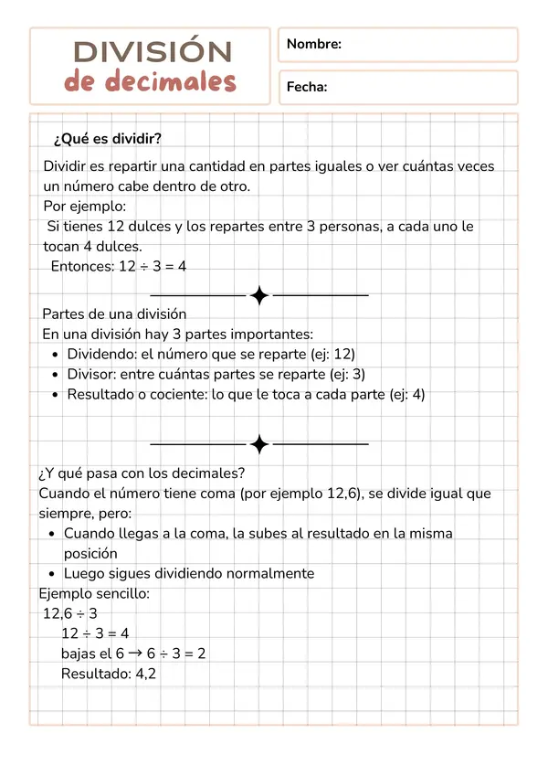 División de decimales 