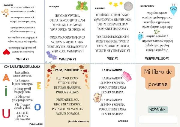 MINILIBRO DE POESÍAS O POEMAS PARA PRIMER CICLO