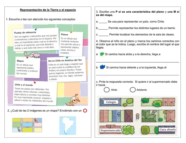 Guía de historia 1° año "Representaciones de la Tierra: Mapa y Plano"