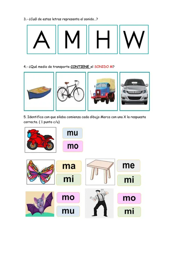 Evaluación adecuada consonante M-L-P-S Primero básico 