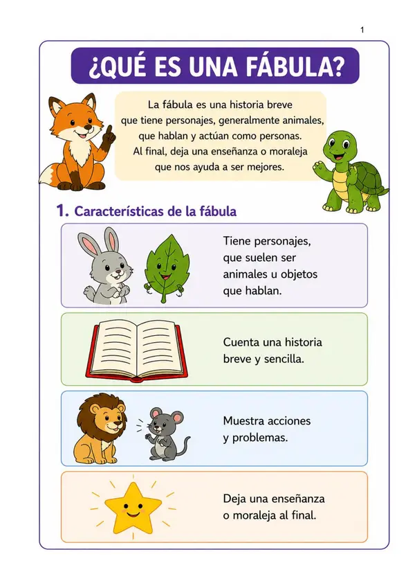 4°Basico: La fábula, clase con secuencia didáctica.