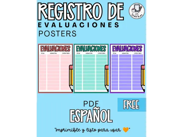 POSTERS PARA ANOTAR EVALUACIONES - GRATIS!