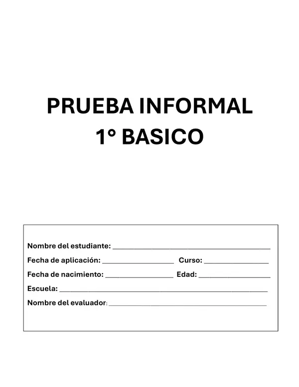 Prueba informal para estudiantes de 1° básico