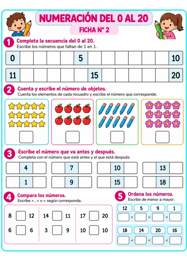 Fichas de Numeración del 0 al 50