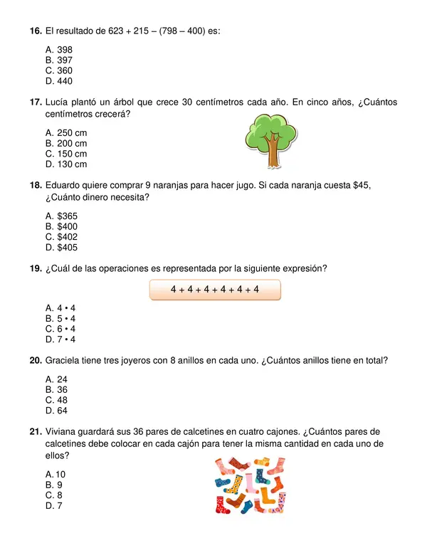 Evaluación Primer Semestre Matemáticas tercer año