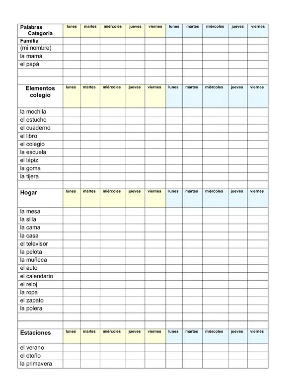 Ficha de Registro semanal Método Global de Lectura etapa 2