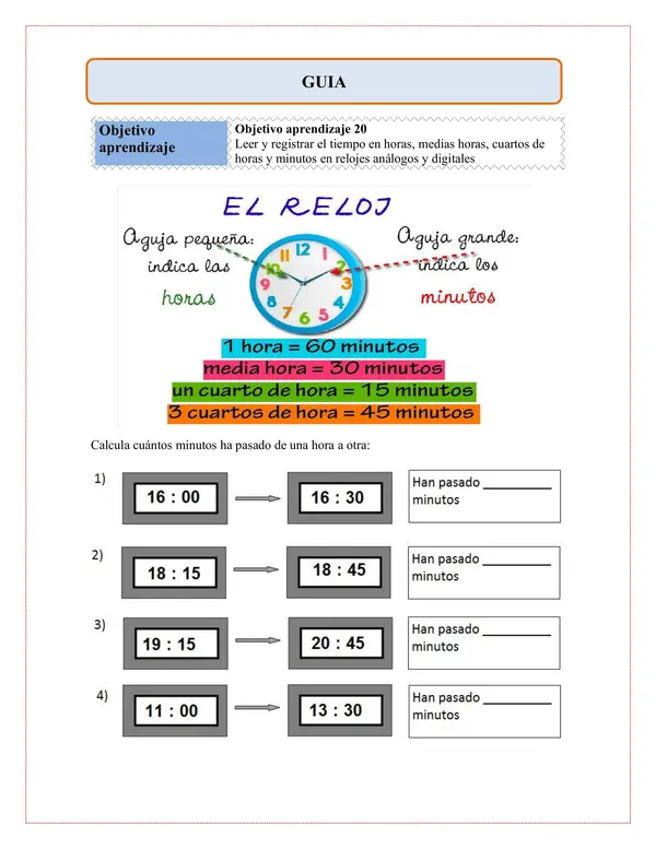 GUIA LA HORA TERCERO BASICO