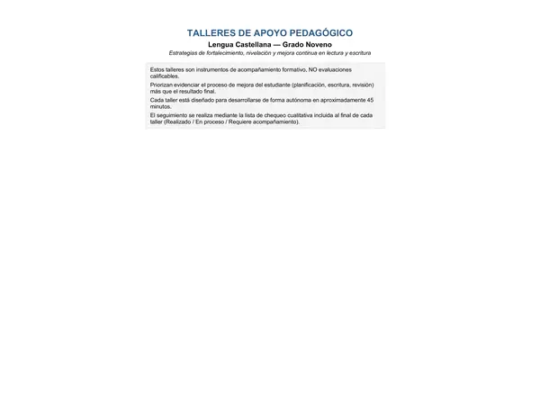 Taller de apoyo - Reportaje, lectura del siglo XXI, ensayo, textos discontinuos e informativos. 