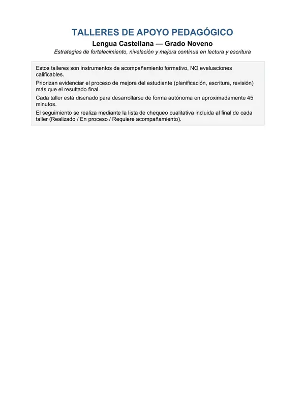 Taller de apoyo - Reportaje, lectura del siglo XXI, ensayo, textos discontinuos e informativos. 