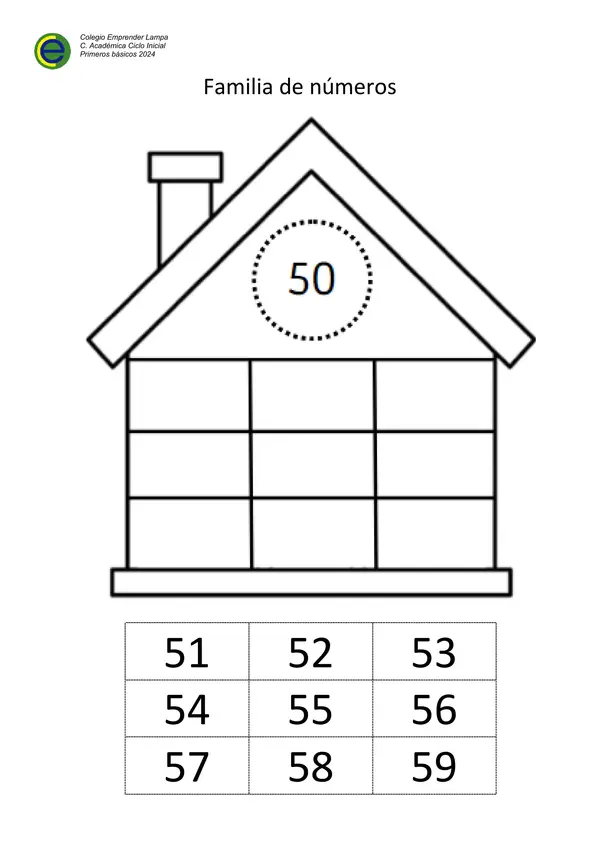 Familia de números 50 al 59