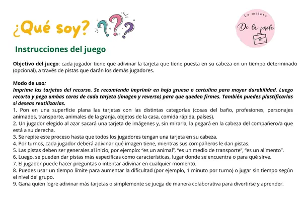Juego ¿Qué soy? – Tarjetas para adivinar con categorías | Lenguaje y vocabulario