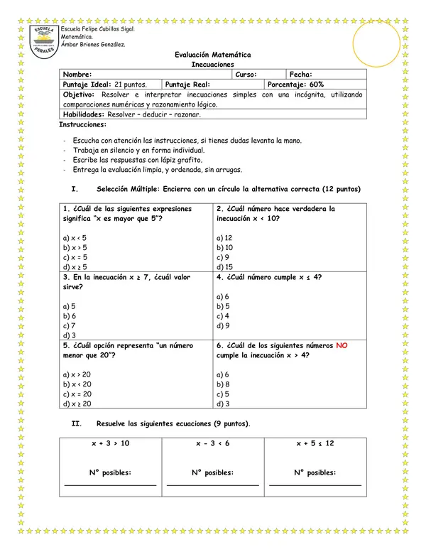 Evaluación Ecuaciones
