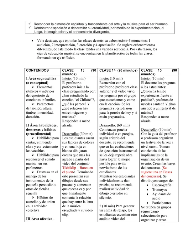 Planificación Clase a Clase: Junio | Música Segundo Básico