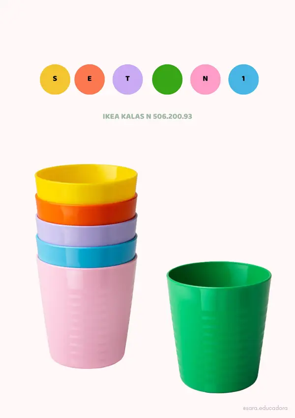 Tarjetas modelo de juego "stack the cup" (Apilar vasos)