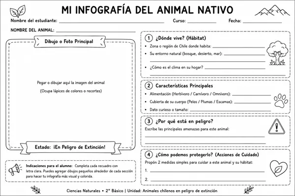 Ficha infografía animal nativo en extinción