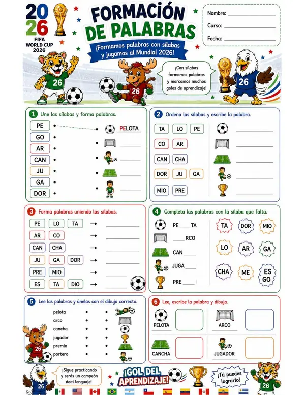 GUÍA FORMACIÓN DE PALABRAS MUNDIAL 2026