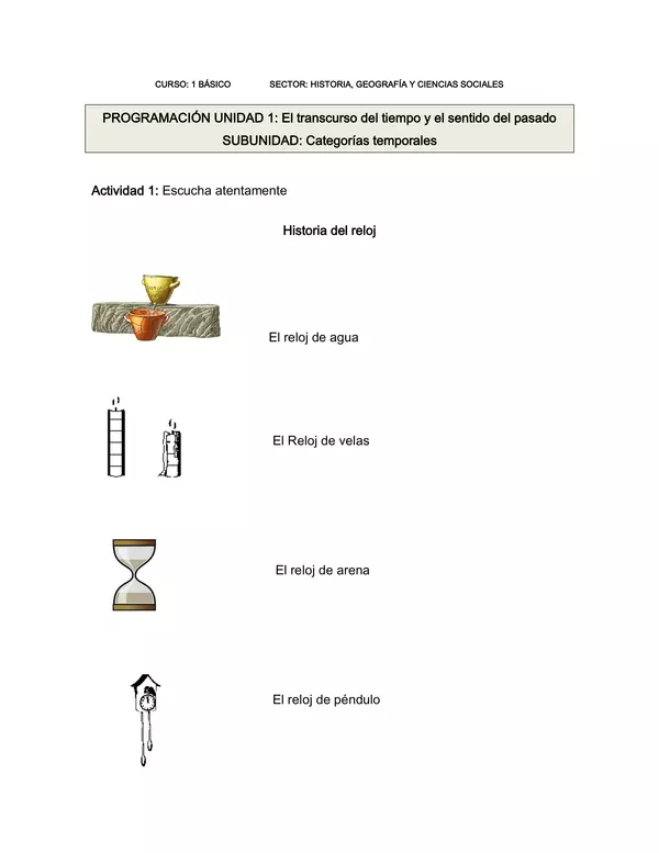 Guia_de_trabajo_Sentido_del_pasado, HISTORIA, PRIMERO BASICO