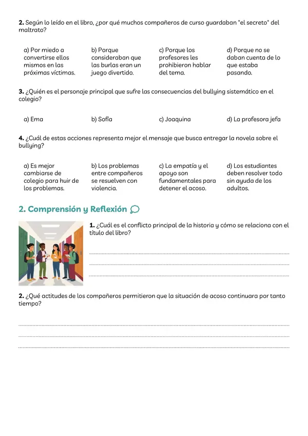 Ficha de lectura "Un secreto en mi colegio"