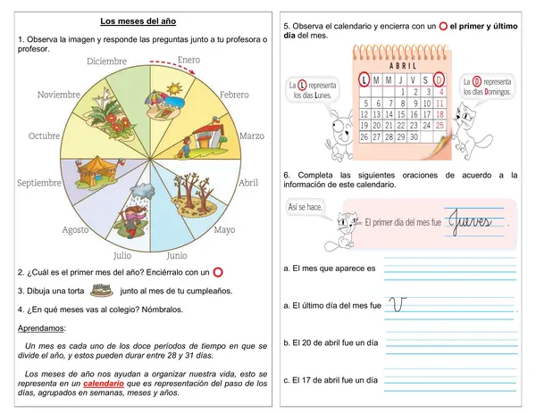Guía de historia 1° año básico "Los meses del año"
