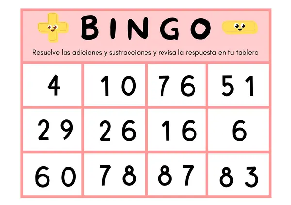 Bingo suma y resta