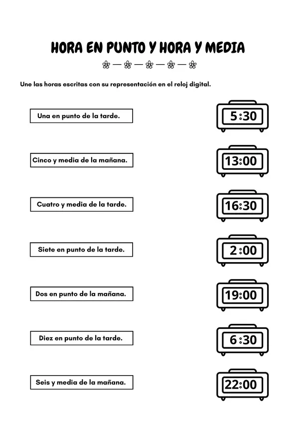HORA EN PUNTO Y HORA Y MEDIA