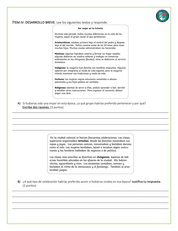 Evaluación - Economía colonial (general y adecuada)