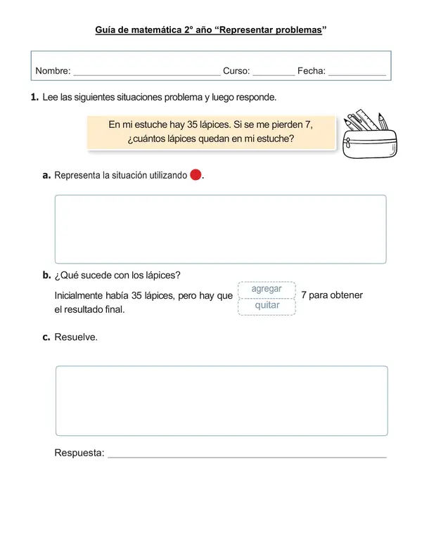 Guía de matemática 2°año "Representar problemas"