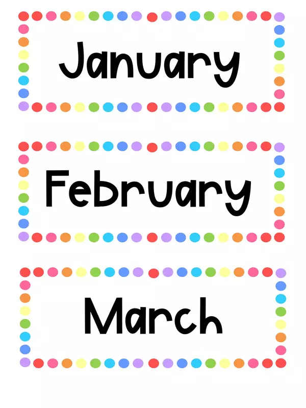 Months of the year flaschards