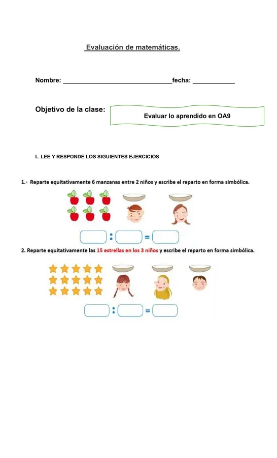 EVALUACION MATEMATICAS 