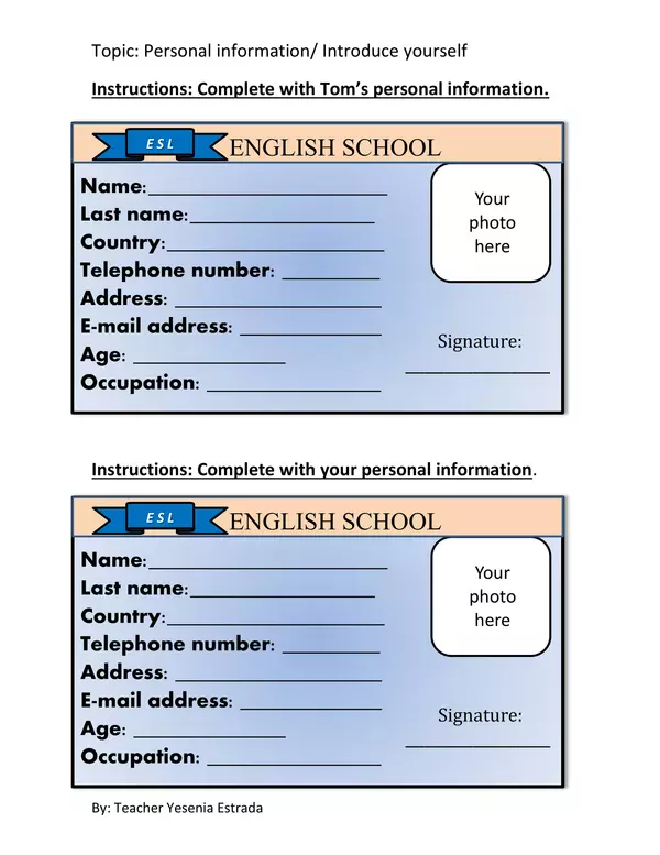 Imprimible, ID card (Personal information Class complement )