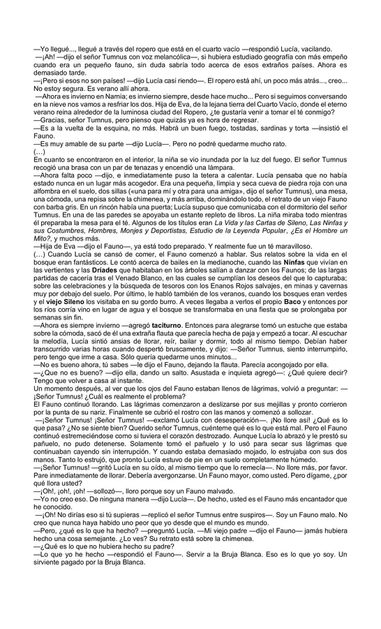 Guía repaso y aplicación contenidos género narrativo - Fragmento "Las crónicas de Narnia"