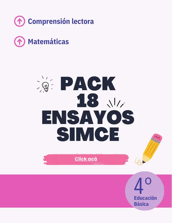 Pack 18 Ensayos SIMCE 4to básico - Mat y Len 