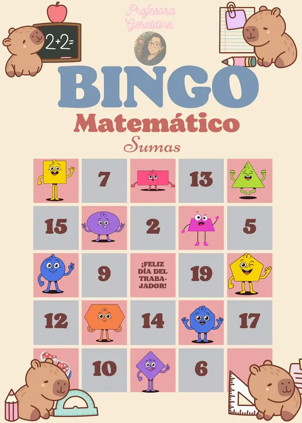 Bingo de sumas hasta el 20