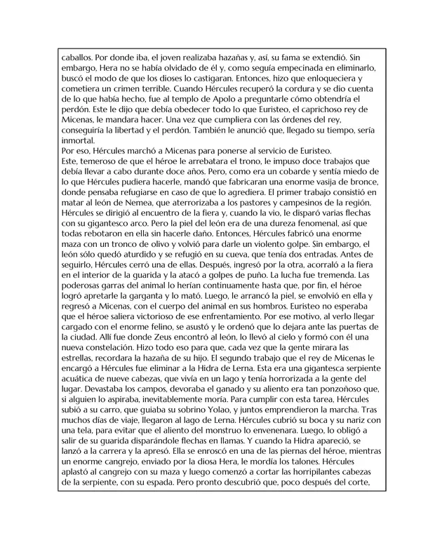 Guía de comprensión lectora " Los trabajos de Hércules" + Pauta de corrección