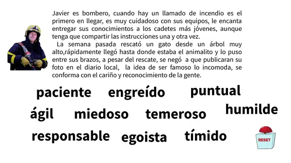 Inferir las cualidades de un personaje a partir de las pistas textuales (acciones)