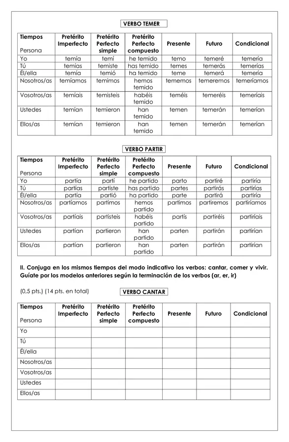 Guía evaluada 8° básico - Modos verbales 