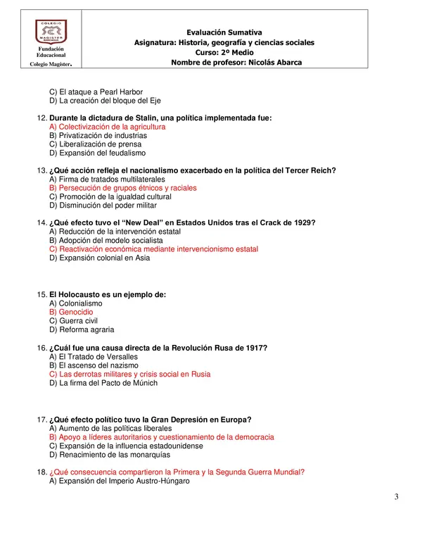 Prueba entre guerra y Segunda Guerra Mundial