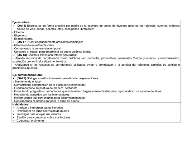 Planificación Clase a Clase: Junio | Lenguaje y Comunicación 8° Básico