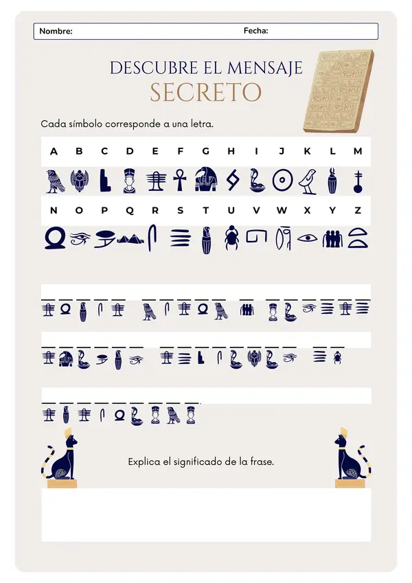 Descubre el mensaje secreto temática Antiguo Egipto