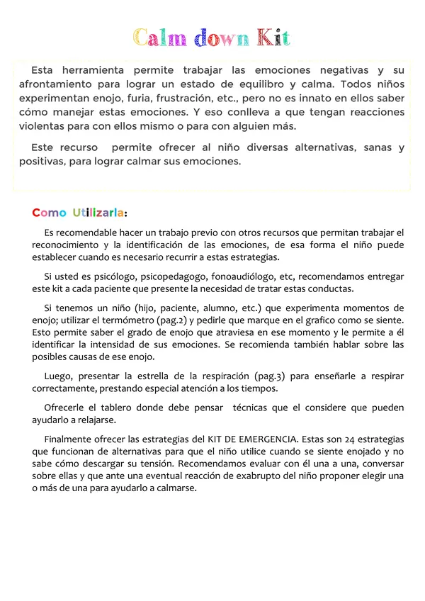 kit de herramientas, manejo y control de emociones
