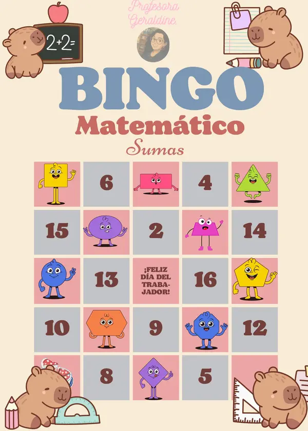 Bingo de sumas hasta el 20