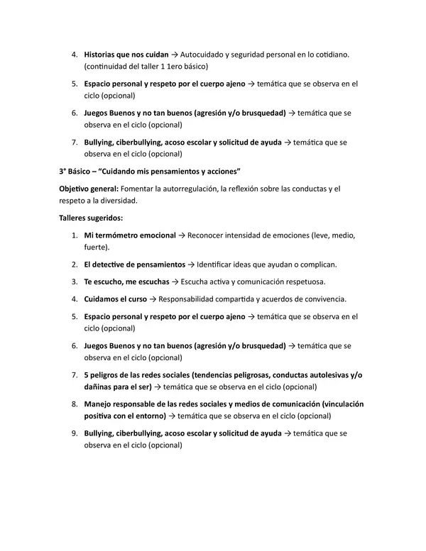 Guion tematico para primer ciclo con talleres progresivos (educacion socioemocional)
