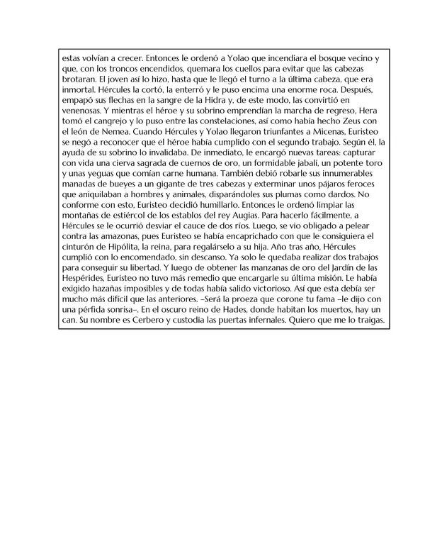 Guía de comprensión lectora " Los trabajos de Hércules" + Pauta de corrección